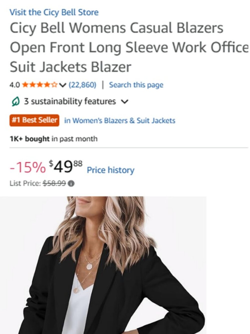 CICY BELL Womens Casual Long Sleeve Blazer NEW WITH TAGS!  MSRP: $59 - Picture 16 of 16